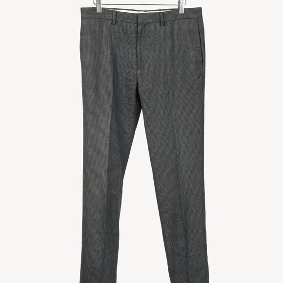 PS Paul Smith Grey & Blue Check Wool-Suiting Tapered Trousers - Picture 1 of 10